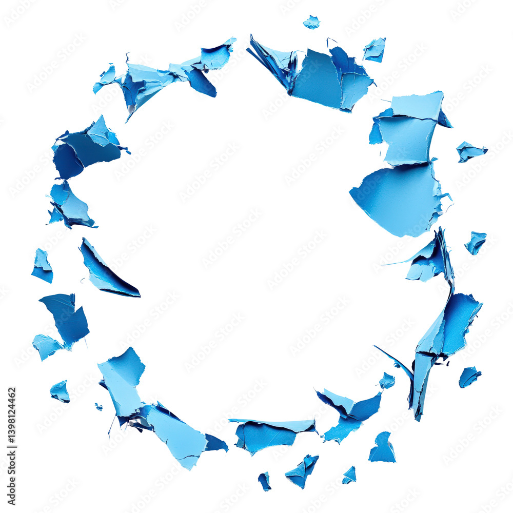 Poster circular shape made of bright blue paper creating a unique and eye-catching artistic design element 