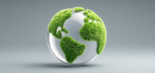 creative globe design featuring vibrant green grass representing nature and sustainability, symbolizing environmental awareness and care