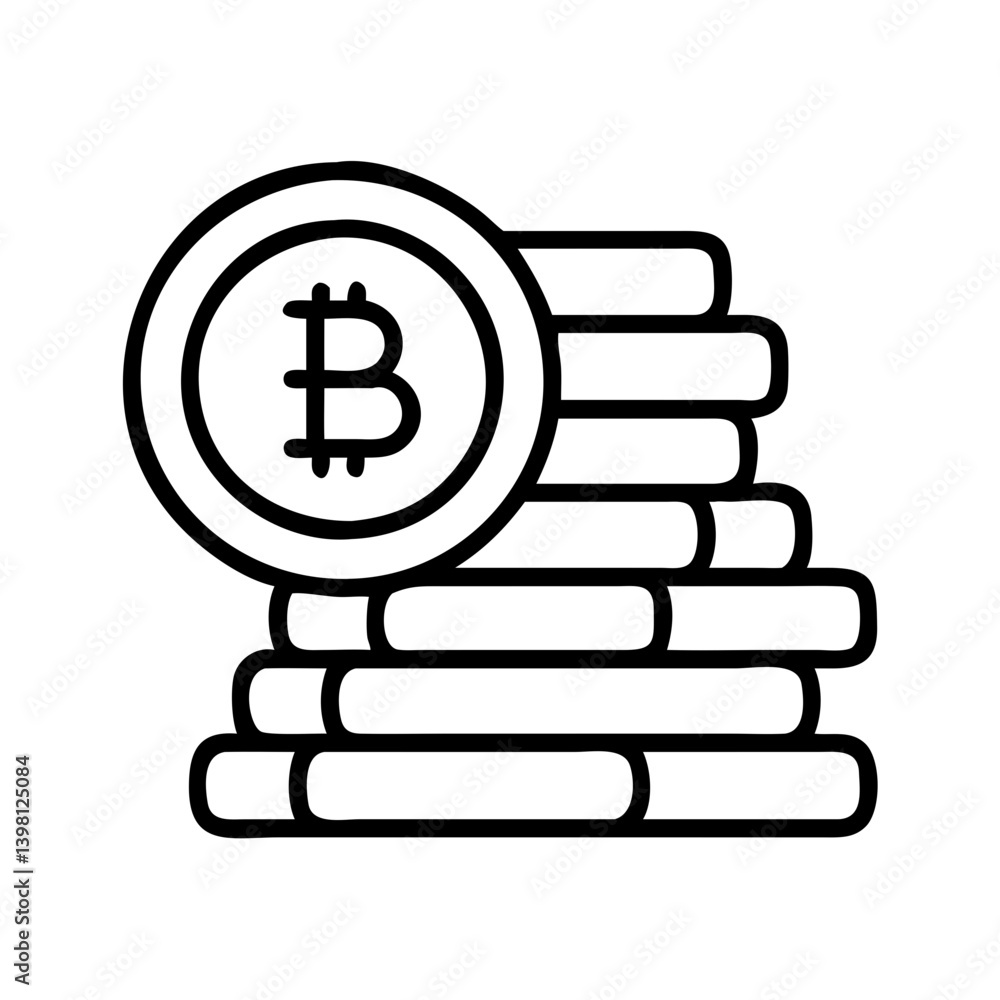 Aufkleber bitcoin cryptocurrency stack icon for digital currency and blockchain technology use