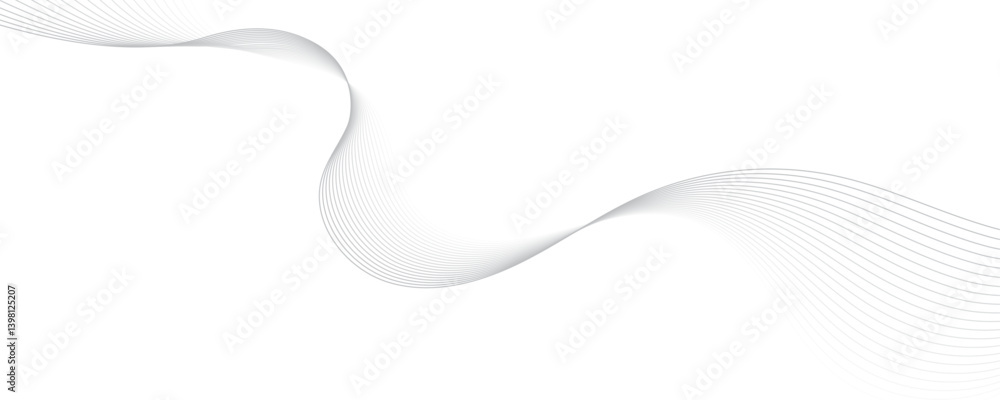 Aufkleber abstract gray linear background. flowing particles future technology concept abstract gray wave curv