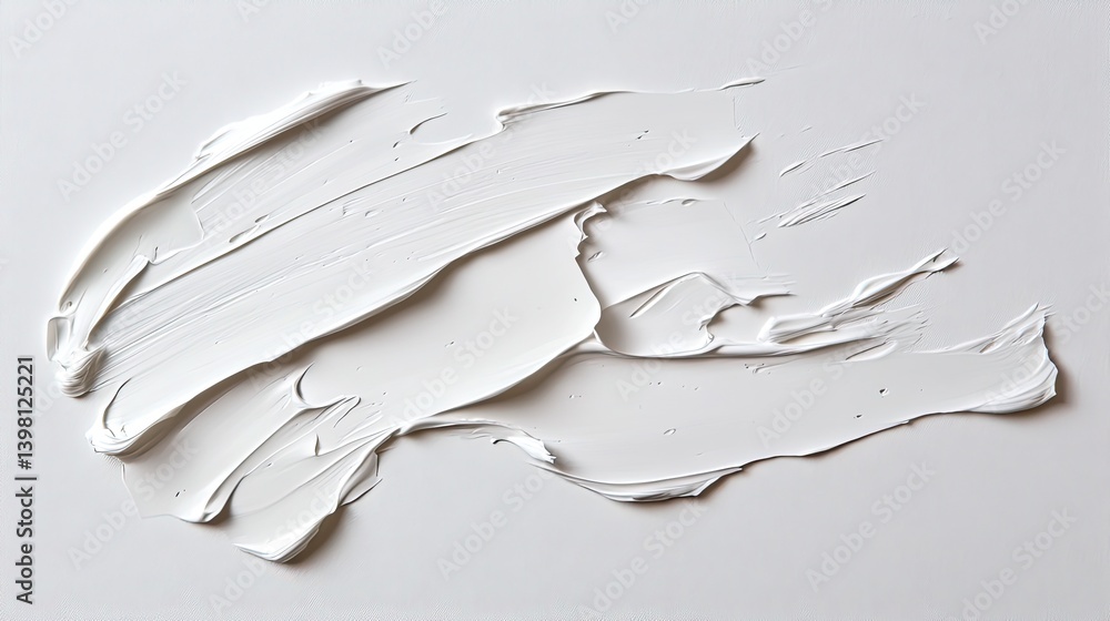 Aufkleber artistic white paint stroke on canvas studio setting high-resolution image minimalist style