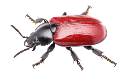 Insect close-up photography macro shot of a red beetle cutout background studio setting detailed view nature concept