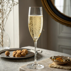 Realistic image of champagne glass 