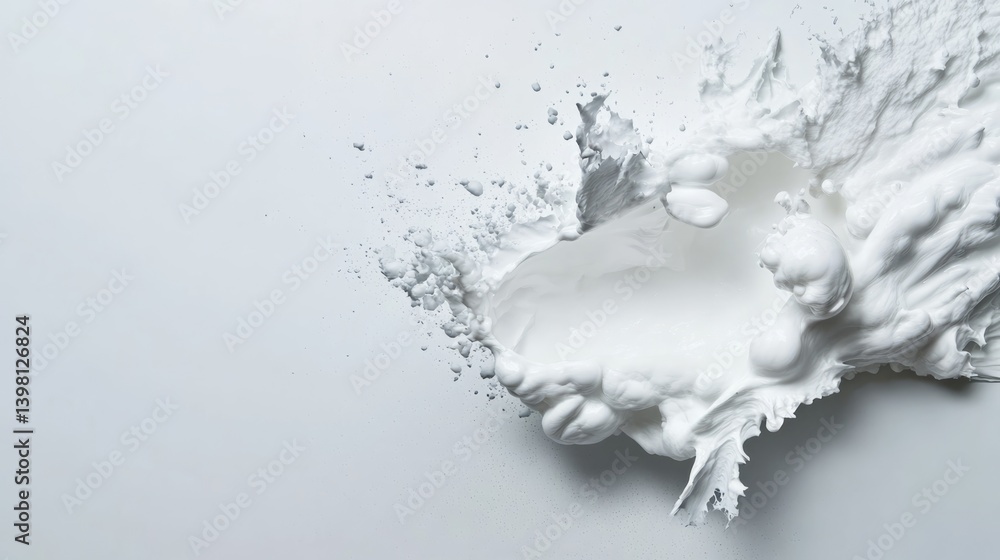 Poster dynamic splash of white paint on white background abstract art studio setting high angle view