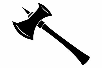 Tribal Stone Axe Silhouette Isolated on White Background