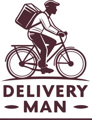 Delivery Man Logo Design Template — Vector Illustration of Courier Holding Box. Perfect for Business Logo, Delivery Service, or Express Shipping Brand Identity