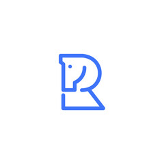 Blue Stylized Horse Knight Chess Piece Logo Design