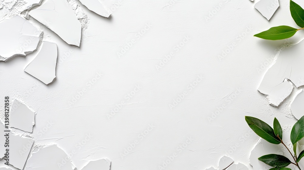 Aufkleber creating minimalist art with natural elements on white background studio setting close-up view