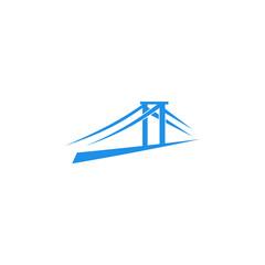 Blue Suspension Bridge Icon Minimalist Geometric Design