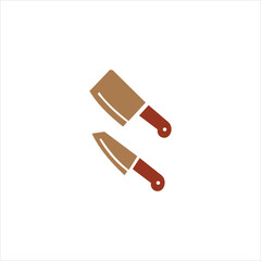 Brown and Red Kitchen Knives Illustration
