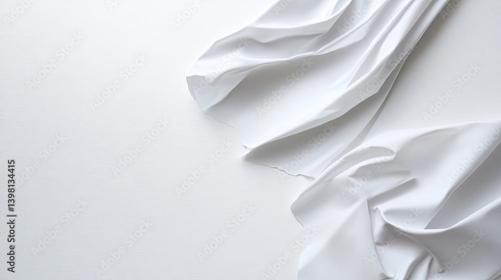 Poster elegant white fabric textures studio setting abstract art minimalist environment close-up view