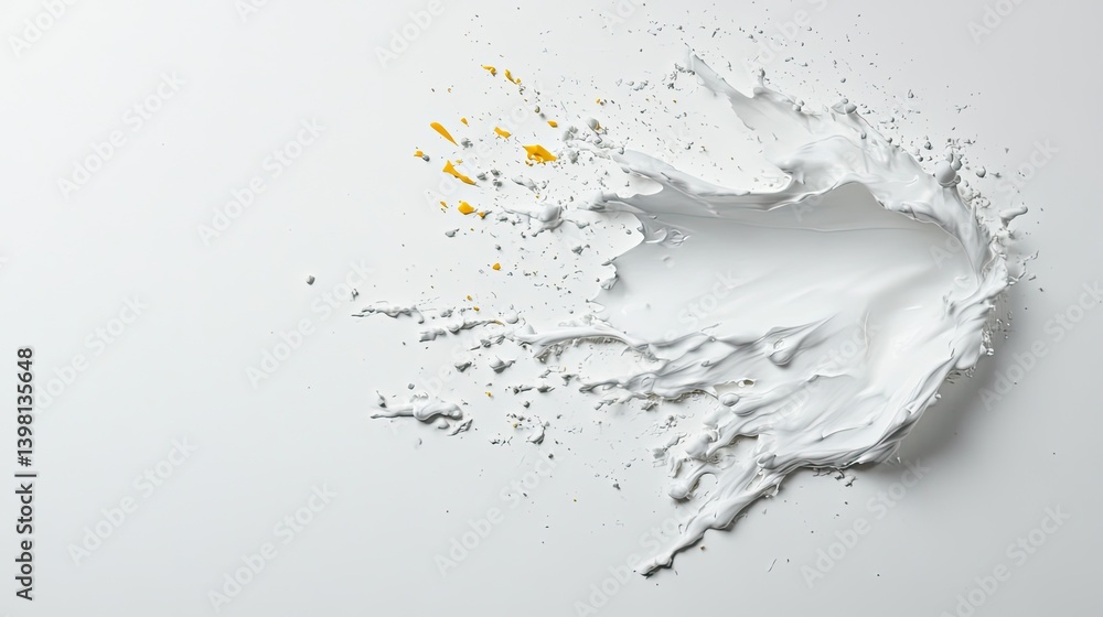 Poster dynamic splash of white paint on white background high-resolution art clean aesthetic minimalist vie