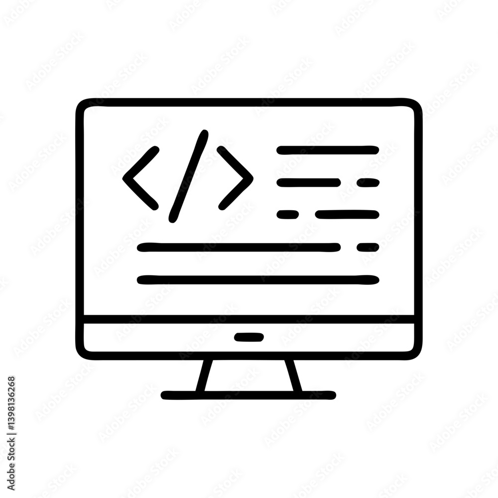 Poster Computer screen with code icon vector illustration for web development use