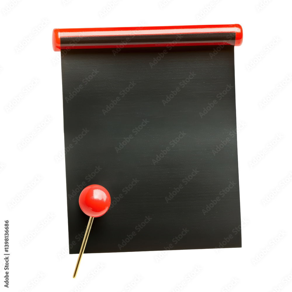 Poster a bold red push button on a black board creating a striking visual contrast for attention-grabbing d