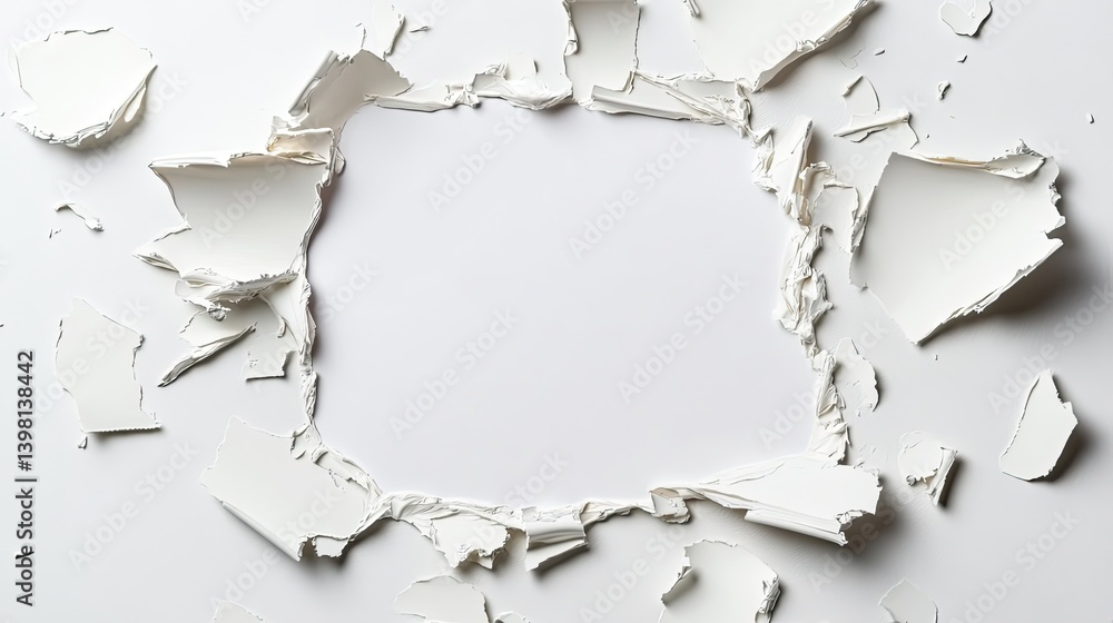 Poster Torn paper tornado creative design art on white background abstract visuals studio setting