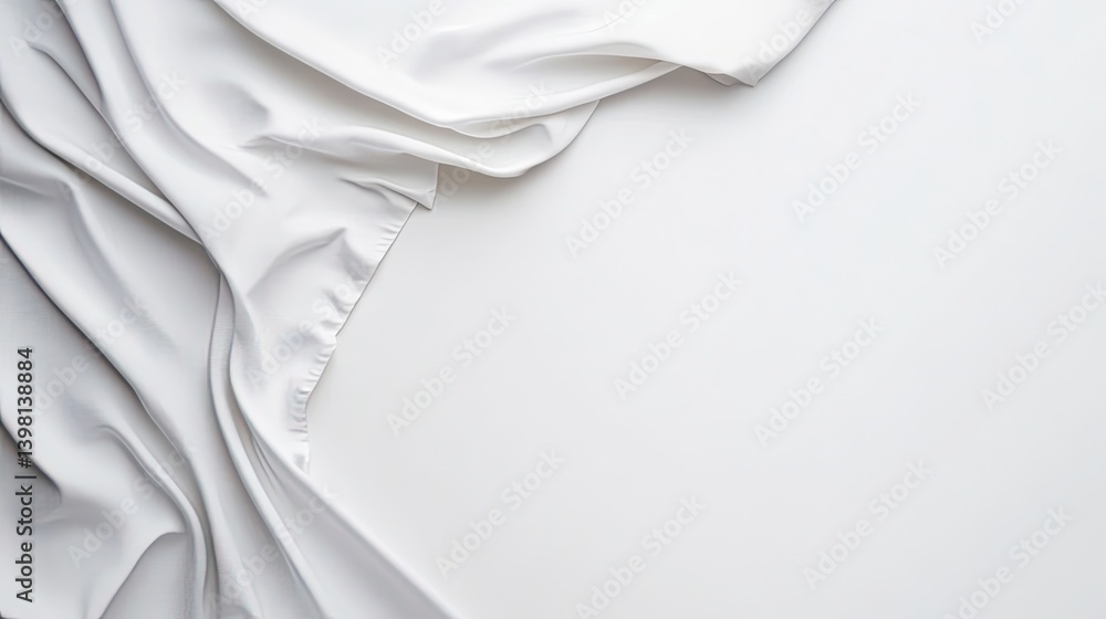 Aufkleber elegant white fabric draping on smooth surface minimalist style soft texture studio setting