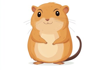 Cute cartoon rodent posing against white background, for children's book illustration.