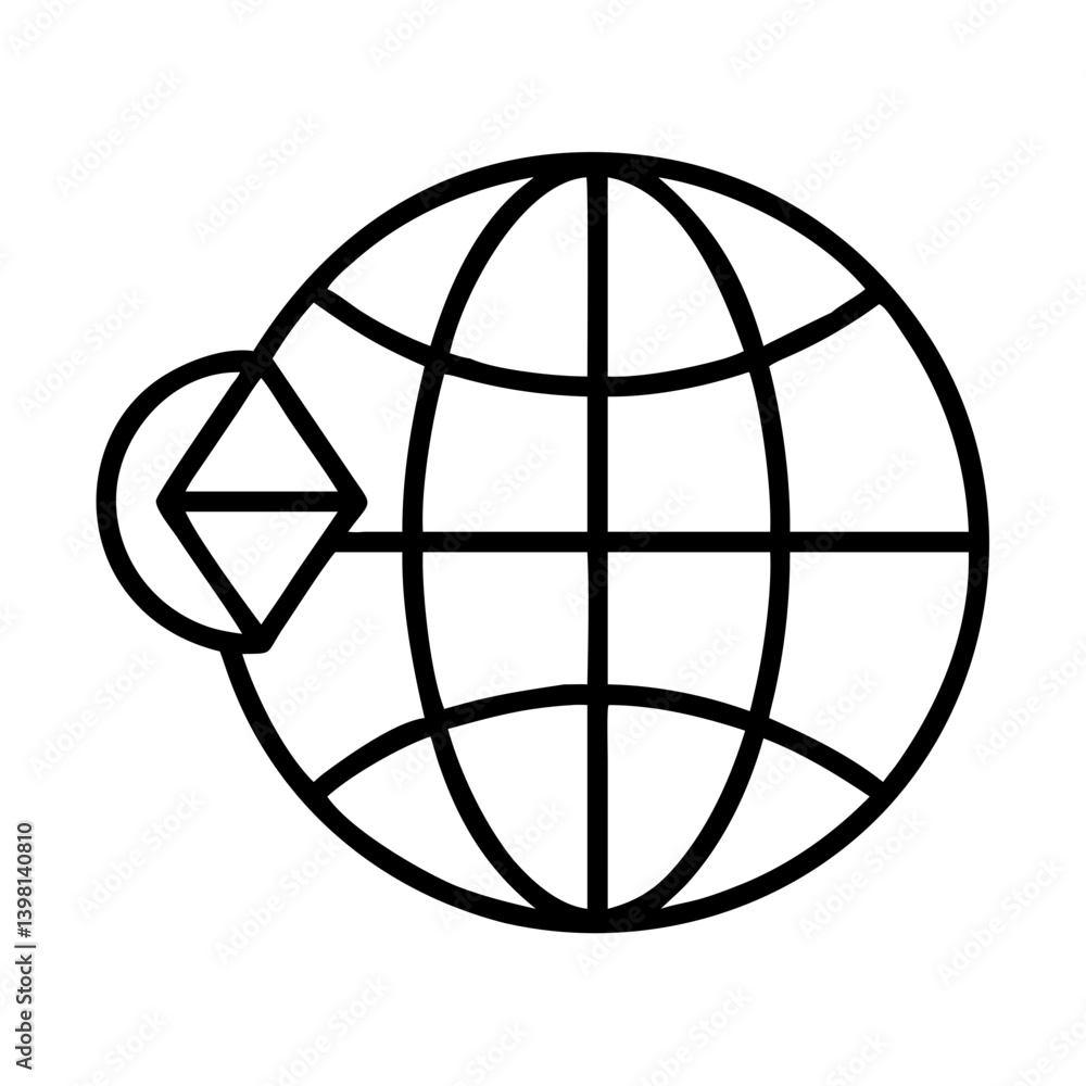 Poster global network connection icon vector design for internet and communication concept
