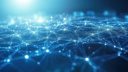 Abstract network of interconnected nodes.  Complex digital connectivity