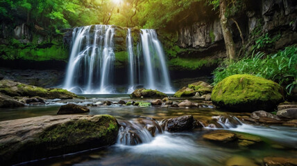 waterfall in the mountains