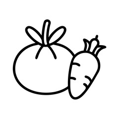 Tomato and carrot vector illustration for healthy eating and food related designs