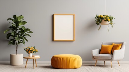 A stylish and serene modern living room with a comfortable couch natural greenery and minimalist decor accents that create a warm and harmonious atmosphere