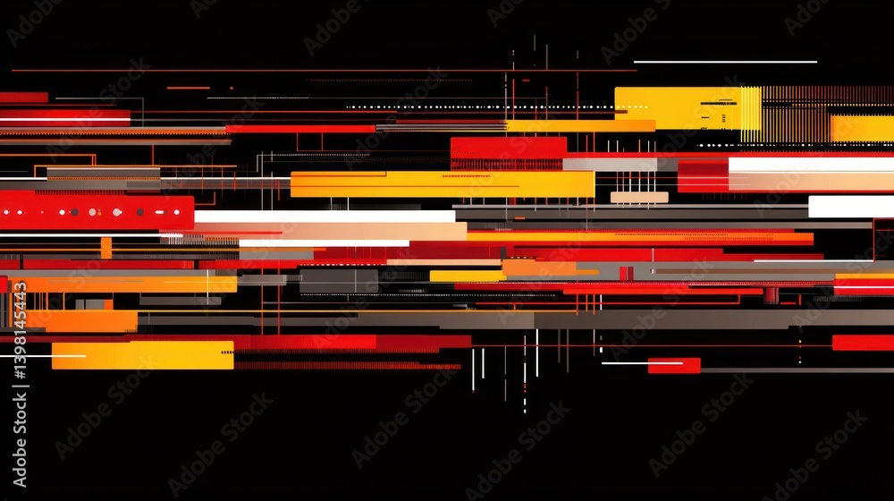 Poster dynamic composition of abstract geometric shapes with bold colors