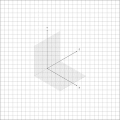 Mathematical School Science Geometrical Axes Concept. 3D Cartesian coordinate system with labeled X, Y, and Z axes.
