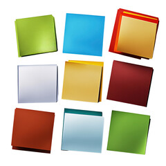 Fototapeta premium A diverse collection of different colored papers spread out on a surface showcasing variety and vibrancy isolated on transparent background..