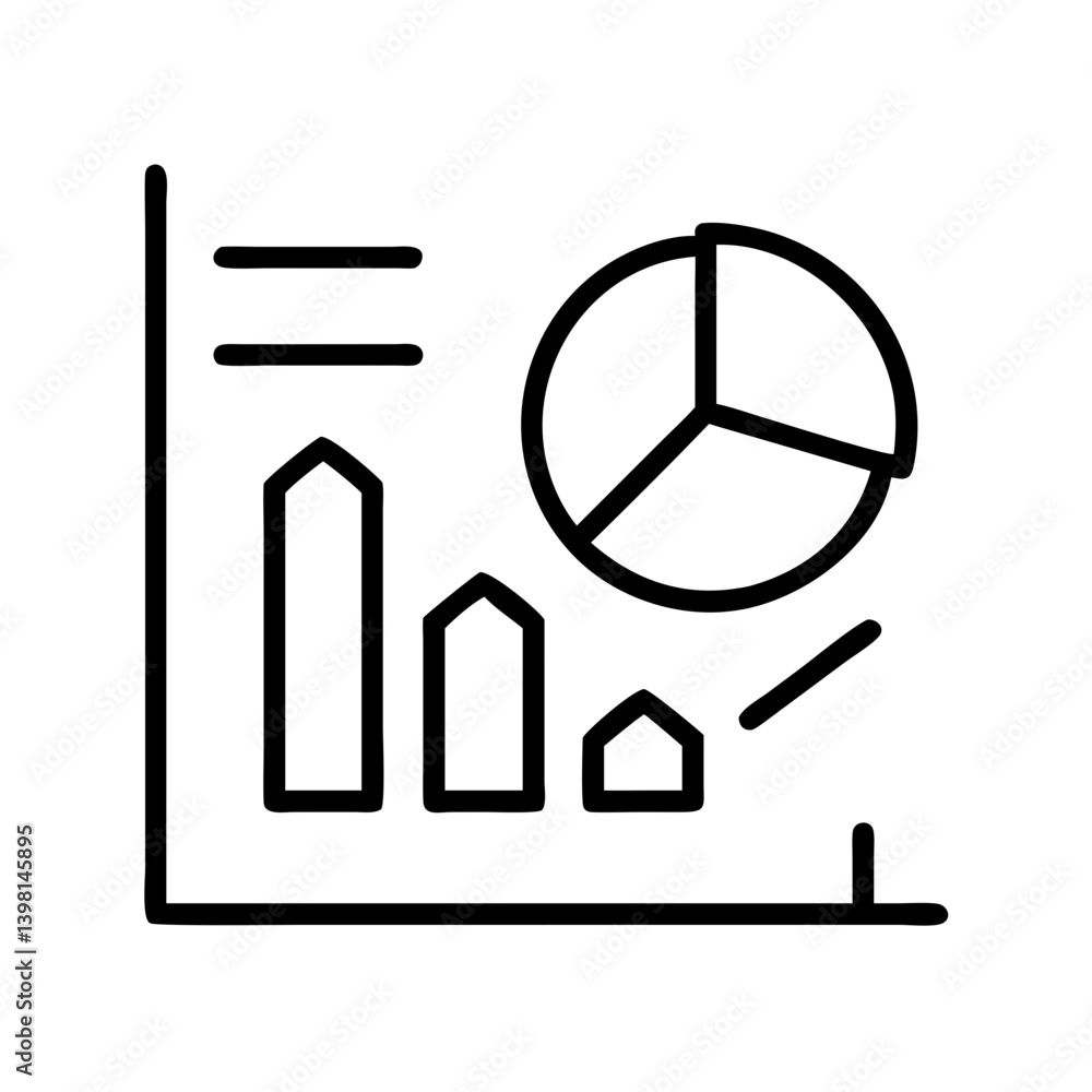 Poster business data analysis chart report with bar graph and pie chart presentation view