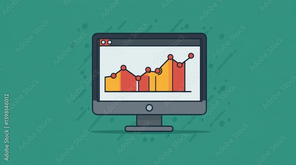 Aufkleber financial chart on a computer screen displaying growth and analysis