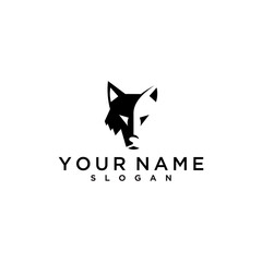 Geometric Black And White Fox Head Logo Design