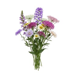 Fototapeta premium Wildflower Bouquet: A vibrant and colorful bouquet of wildflowers, including daisies, wildflowers, and other varieties, captures the essence of summer's beauty