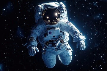 Fototapeta premium Astronaut in space suit floating amidst stars