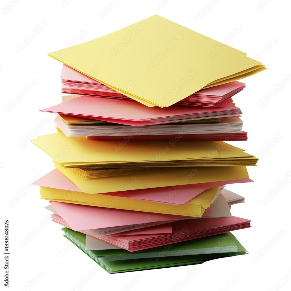 Poster a neatly organized stack of colored papers displaying an array of bright hues perfect for arts and c