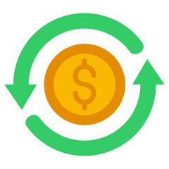 Return On Investment Flat Icon, Solid Color Flat Icon Symbol