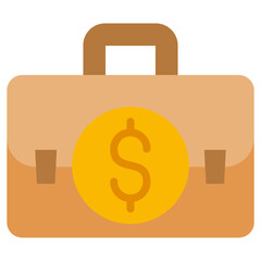 Briefcase Money Flat Icon, Solid Color Flat Icon Symbol