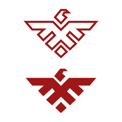 Geometric Red And White Eagle Designs On White Background