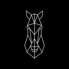 Geometric White Horse Head on Black Background