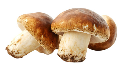 Fototapeta premium Fresh Boletus Mushrooms on White Background - Culinary Delight in Isolated Setting