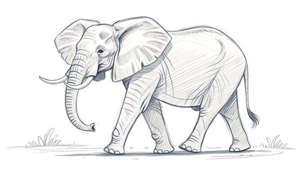 Elephant in continuous line art drawing style. Minimalist black big elephant outline. editable active stroke vector.