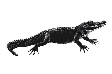 Fototapeta premium Alligator illustration, wildlife, white background, reptile design, print.