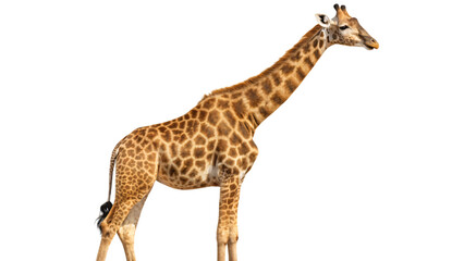 Obraz premium Majestic giraffe in profile isolated transparent background african wildlife animal portrait