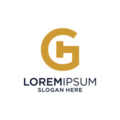 Gold and Blue Circular Monogram Logo Design