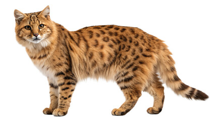 Naklejka premium Stunning bengal cat brown tabby fur isolated transparent background