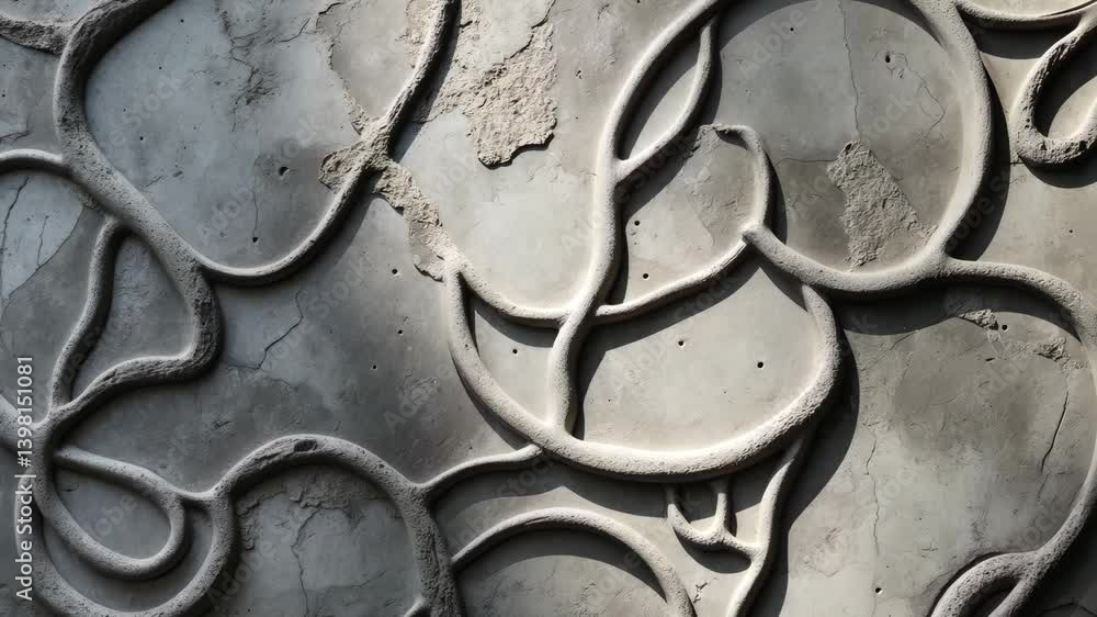 Poster grey concrete surface with metallic patterns, featuring an abstract wall texture and full metallic s