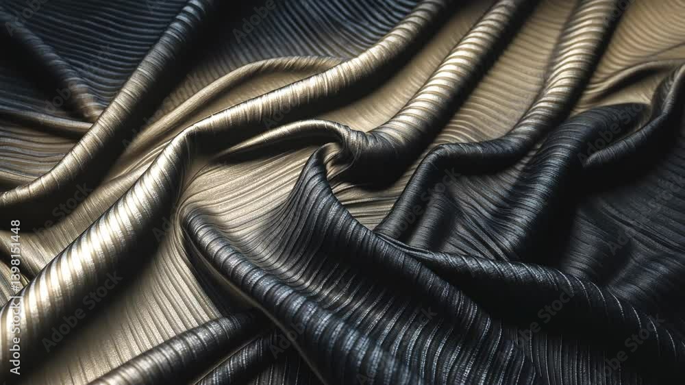 Poster dark textured fabric with a ribbed pattern. draped and flowing, showcasing the material's subtle lin