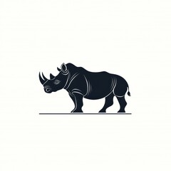 Fototapeta premium Rhino silhouette, African wildlife, logo design, white background, conservation.