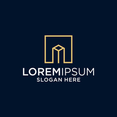 Gold Geometric Cube Logo Design on Dark Background