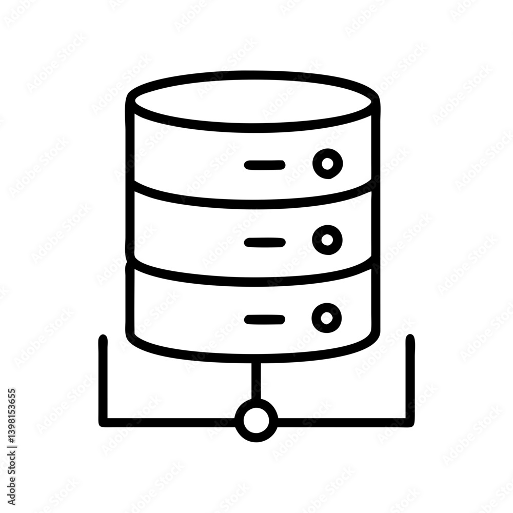 Poster database server icon vector illustration for data storage and network connection design
